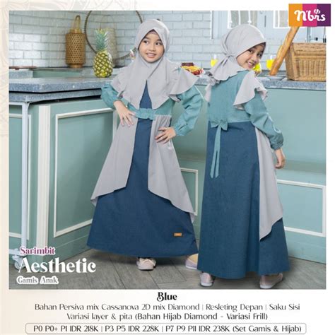 jual gamis anak nibras aesthetic maroon  blue shopee indonesia