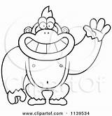 Gorilla Clipart Waving Friendly Cartoon Monkey Coloring Wap Fetty Cory Thoman Easy Vector Outlined Royalty Illustration Bananas Standing Template Pages sketch template