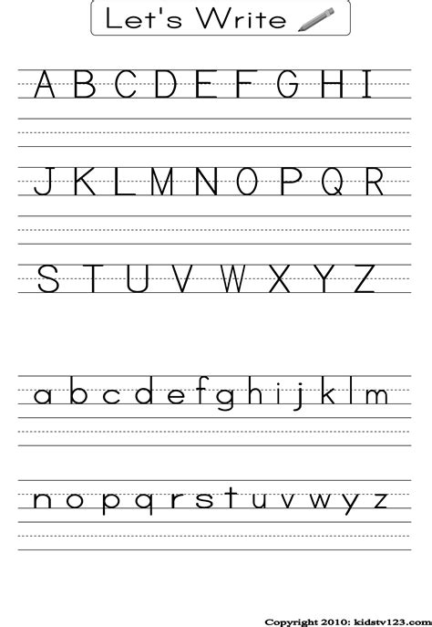 alphabet writing practice sheet letter worksheets  preschool