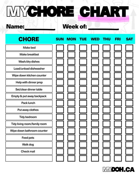 paper party kids clip art image files weekly chores checklist