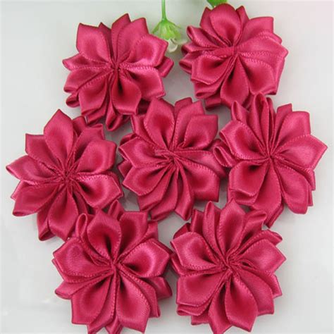 20pcs plum satin artificial flowers fabric flower applique crafts