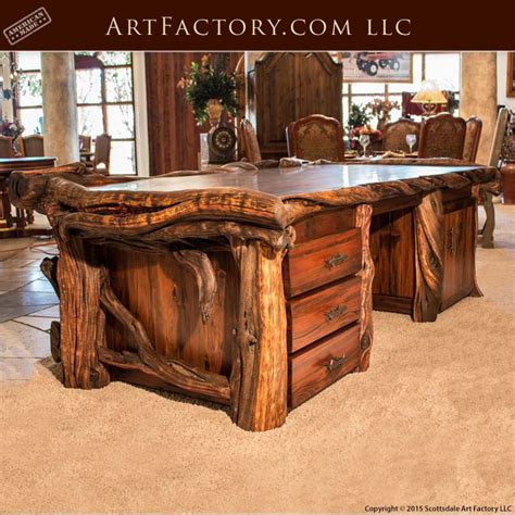 custom log style executive desk fine art wild wood desk