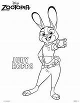 Zootopia Judy Hopps Coloring Pages Disney Officer Sheets Hops sketch template