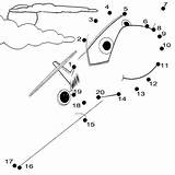 Dot Worksheets Aeroplane Printable Coloring Pages Kids Dots Connect Plane sketch template
