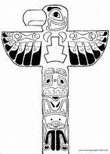 Totem Yakari Poles Tlingit Colouring Indians Indien sketch template