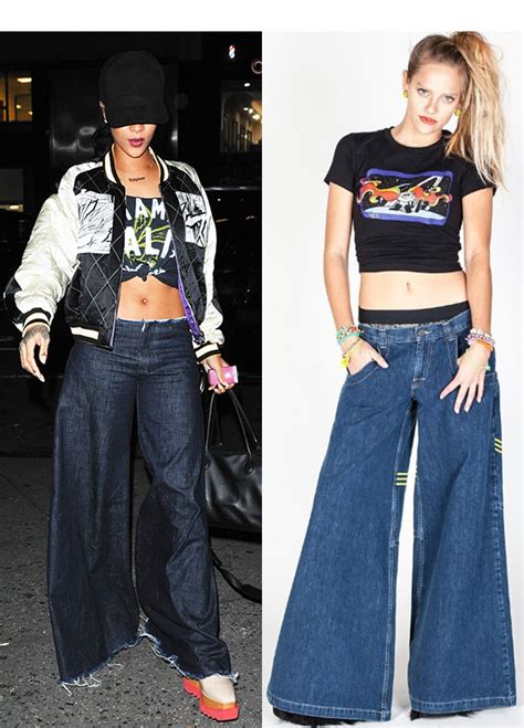 wide leg jnco jeans comeback would you try the trend like rihanna hollywood life
