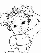 Coloring Pages Girl African Princess Pretty Party Girls American Drawing Brown Sheets Printable Color Children Print Drawings Colorings Getdrawings Getcolorings sketch template