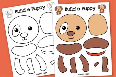 printable build  puppy craft  kids  merry