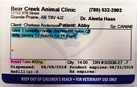 prescription refill request bear creek animal clinic