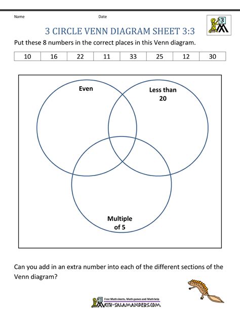 venn diagram worksheets  grade
