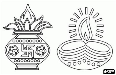 oil lamps  celebrate diwali  festival  lights colouring page
