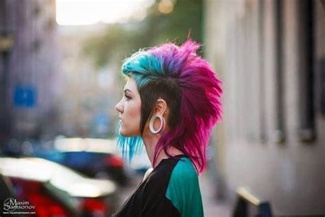 Beautiful Pink Blue And Brown Punk Hair Hair