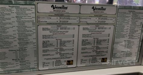 menu  versailles cuban bakery  miami fl sirved