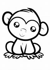 Singe Monkeys Animales Monos Singes Coloriages Mignon Dibujo Imprimer Monito Animaux Faciles Très Sencillos Langur sketch template
