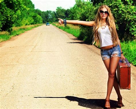 hitchhiking girl wallpaper 12801024 see more on classy bro model