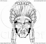 American Cartoon Chief Native Vector Clipart Outlined Coloring Cory Thoman Royalty sketch template