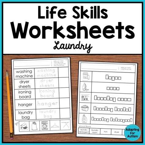 life skills worksheets laundry vocabulary autism work tasks