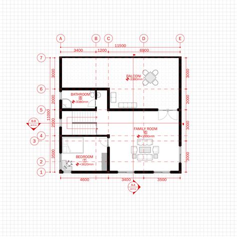 simple modern house  architecture plan  floor plan metric units