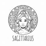 Zodiac Horoscope Sagittarius Colorare Zodiaco Ragazza Illustrativo Adulta Segno Bella Dell 30seconds Pesci Oroscopo sketch template