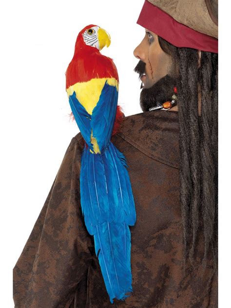 shoulder pirate cm parrot lifelike  elastic holder smiffys fancy dress costume accessory