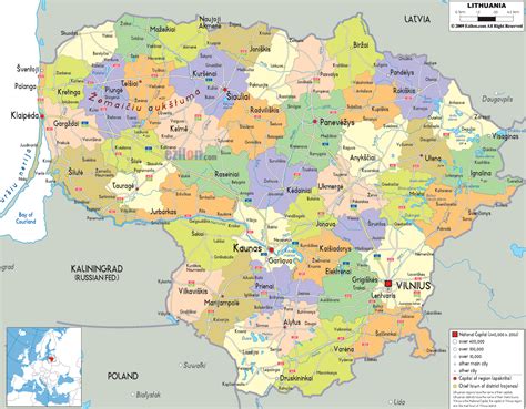 political map  lithuania ezilon maps