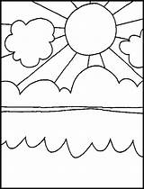 Coloring Pages Sun Sunny Ocean Printable Sky Over Kids Colouring Color Summer Sheknows Print Sheets Designlooter Clouds Books sketch template