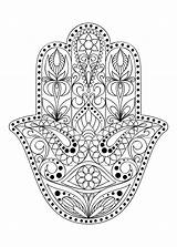 Hamsa Fatima Amulet Kleurplaat Jewish Culturen Cultures Symbool Voor Ornament Tattoo Etnische Indiase Joodse Oostelijk Kleuring Volwassen Voorkomt Getekend Arabische sketch template