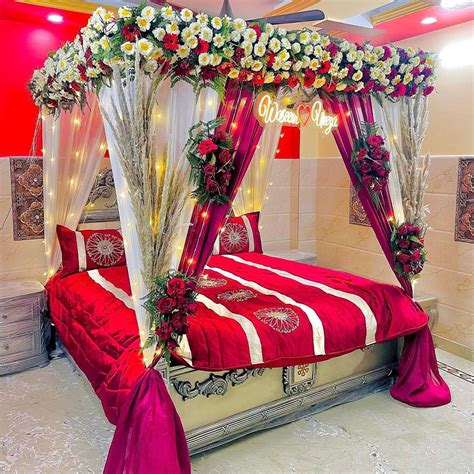 wedding bed room decoration prepare  party