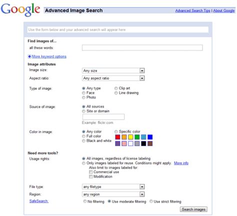 advanced image search page