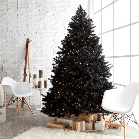 Classic Black Full Pre Lit Christmas Tree 7 5 Ft Clear Christmas