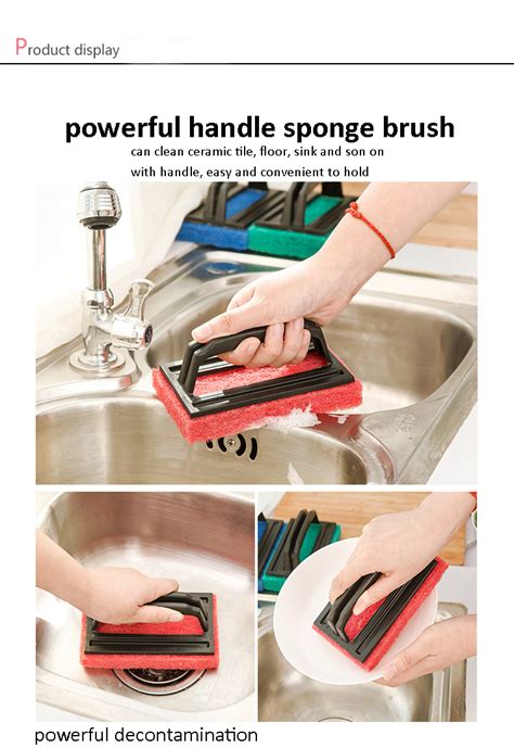 Kitchen Powerful Sponge Brush Stain Remove Cleaning Brush