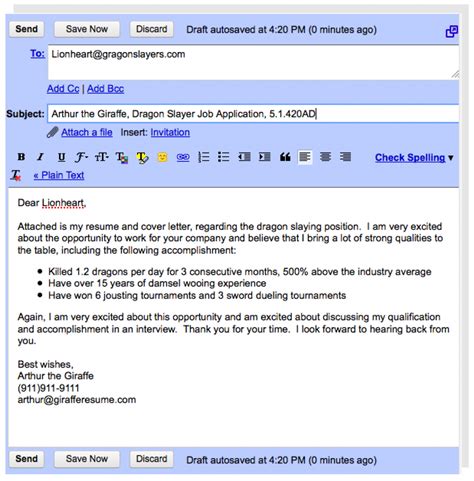 write  email sending resume