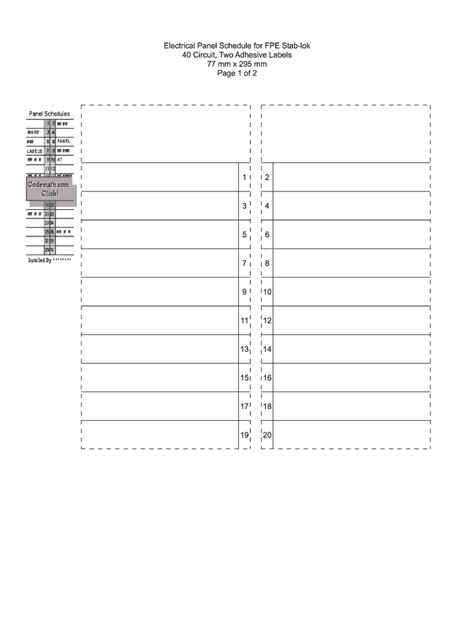 electrical panel label template excel  printable templates