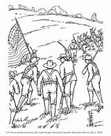 Coloring Pages Hill Veterans Rough War Spanish Roosevelt Riders Juan San Sheets American Bunker Kids Cuba His Drawing Printables Soldier sketch template
