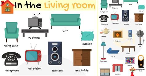 living room furniture names  living room objects esl living