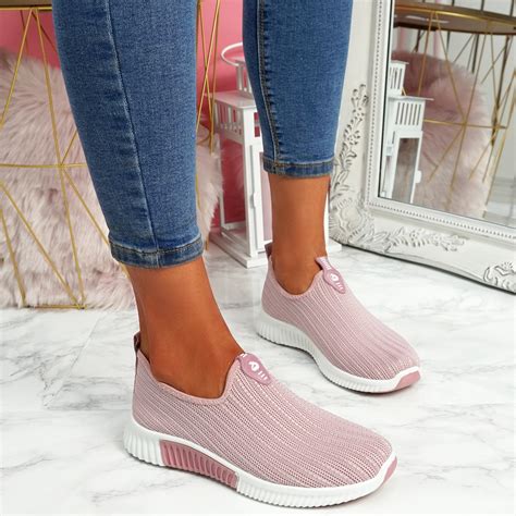 womens ladies slip  knit trainers party casual sport sneakers women