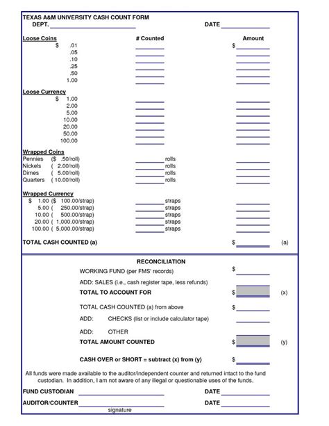 cash drawer count sheet excel money template report template