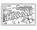 Coloring Hawaii Pages Hawaiian State Printable Beach Stamp Printables Kids Luau Scene Flower Sheets Usa Color Drawing Print States Theme sketch template