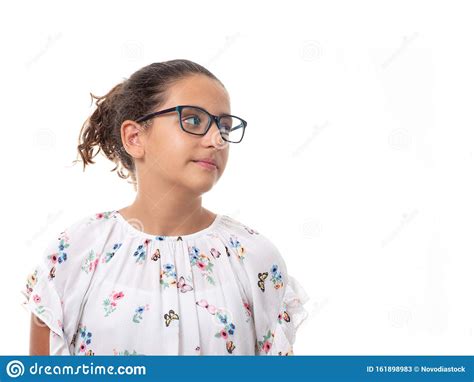 teenage girl wearing glasses isolated stock image image