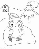 Coloring Winter Pages Kids Sheets Cute Penguin Fun sketch template