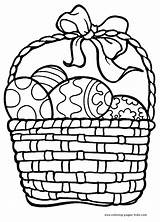 Easter Coloring Pages Basket Printable Eggs Egg Color Kids Holiday Sheets Outline Sheet Colouring Book Print Bunny Seasonal Books Found sketch template