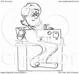 Seamstress Coloring Outline Sewing Clipart Illustration Happy Royalty Rf Bannykh Alex Regarding Notes sketch template
