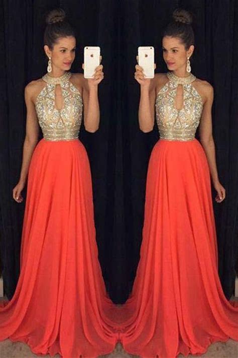 A Line Prom Dresses Halter Prom Dresses Prom Dresses For Teens Red Prom