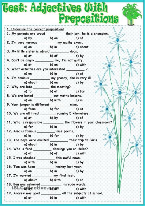 pin  preposition exercises