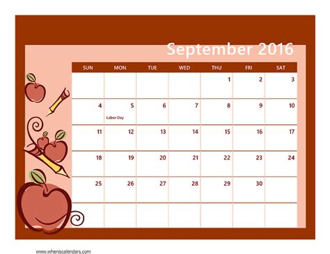 2016 September Calendar Calendar Template Pdf Word Excel Holidays