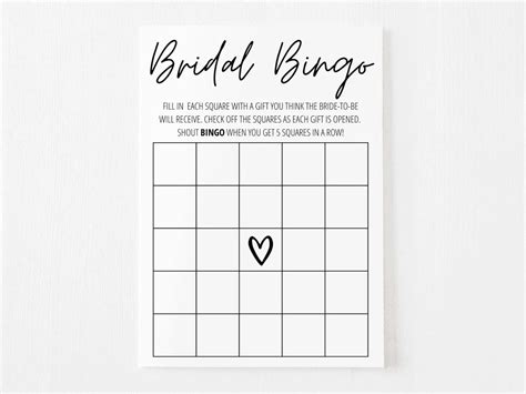 blank bridal bingo template  printable form templates  letter
