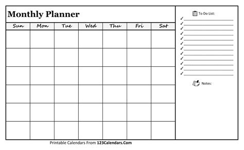 monthly planner template printable templates