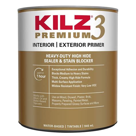 Kilz 3 Premium Interior Exterior Primer 946 Ml The Home Depot Canada