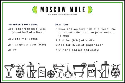 moscow mule recipe card south lumina style