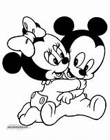 Disney Coloring Pages Minnie Mickey Babies Disneyclips Hugging sketch template